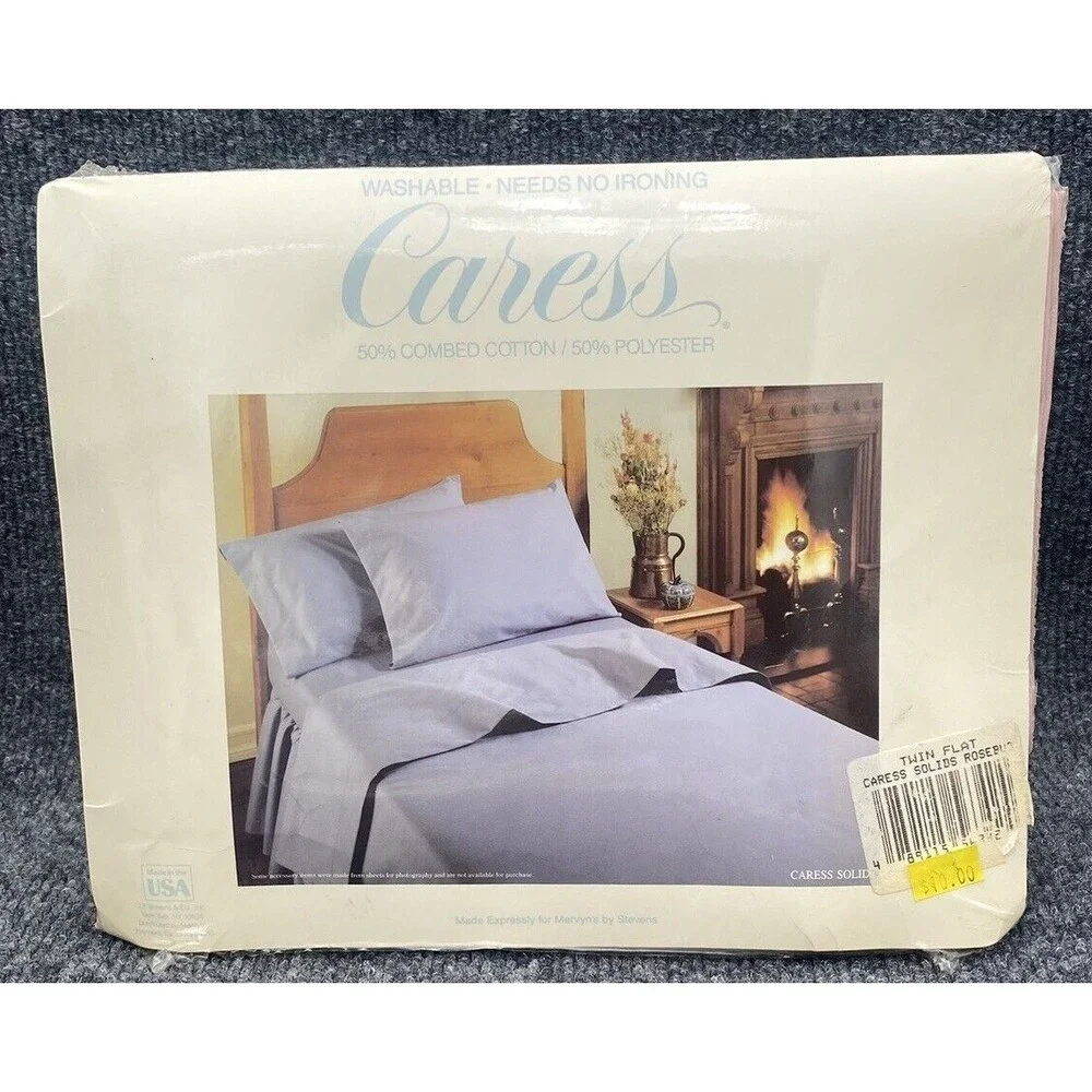 Vintage Mervyns Caress Twin Flat Sheet Pink Rosebud Percale NOS New Sealed USA